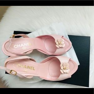 Chanel Pink High Heel Sandals. Size 35.5.